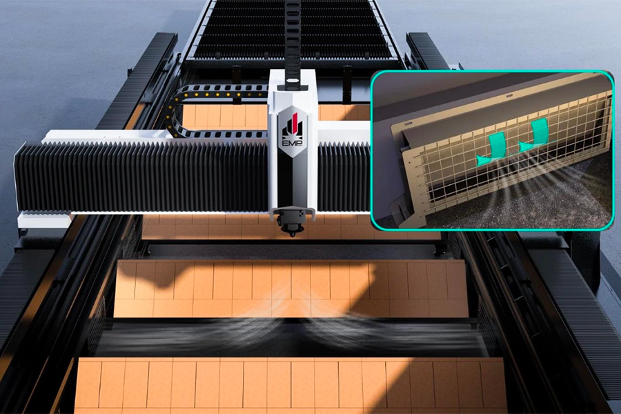 graphic of partitioned exhaust system
