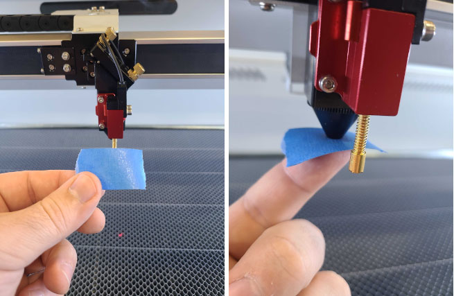 painters tape into nozzle