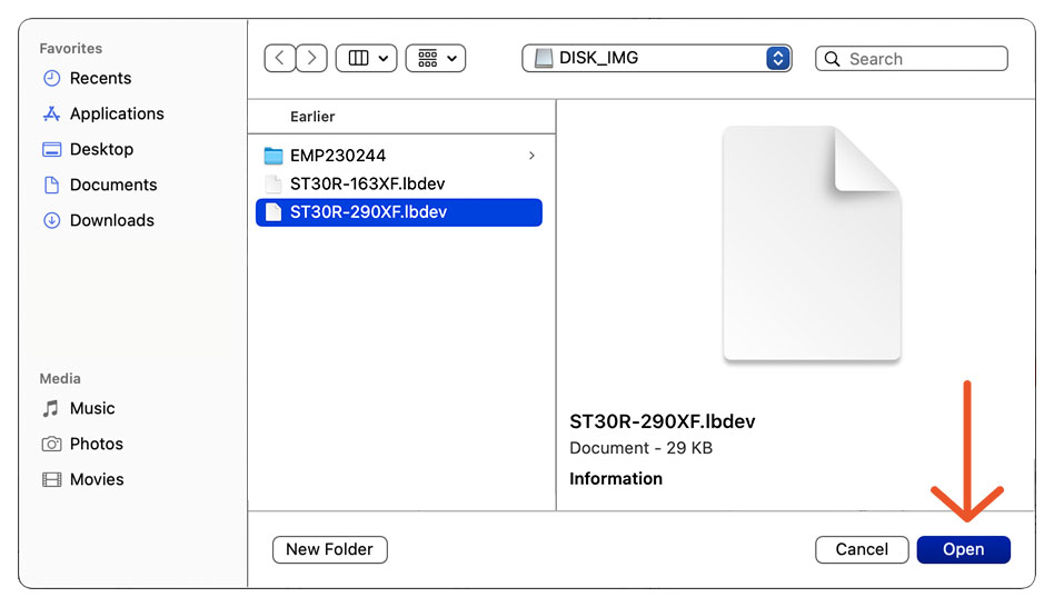 Select other files ending in .lbdev