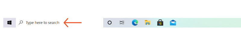Search field located at the bottom left corner of Taskbar.