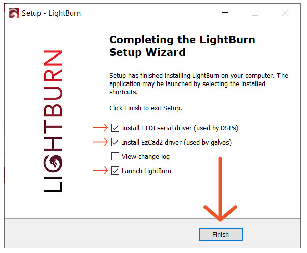 Setup LightBurn Wizard