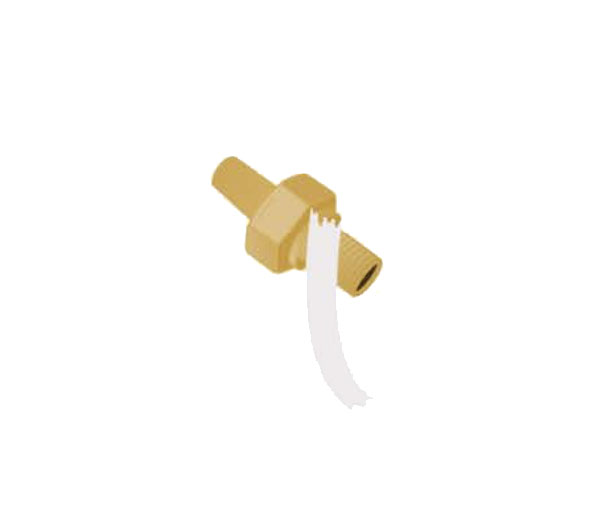 thread seal tape around 1/4 inch barbed brass fitting