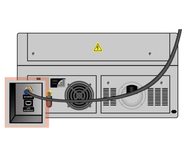 BLOWING opening located on rear of laser