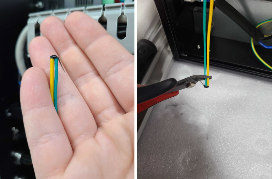 green and yellow wires