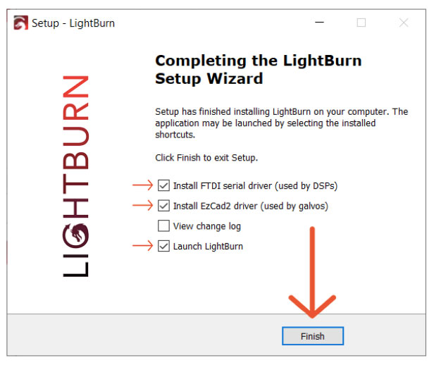 Completing the Lightburn Setup Wizard