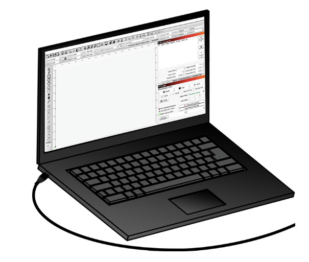 USB cable plugged into laptop
