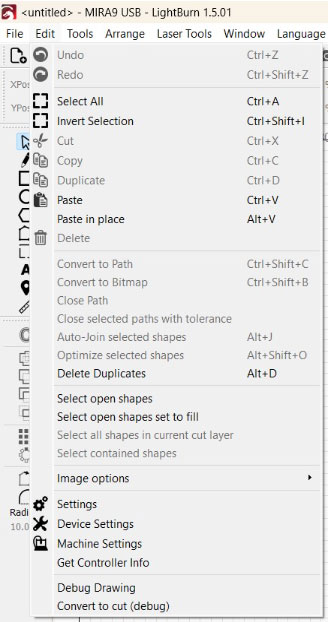 lightburn interface