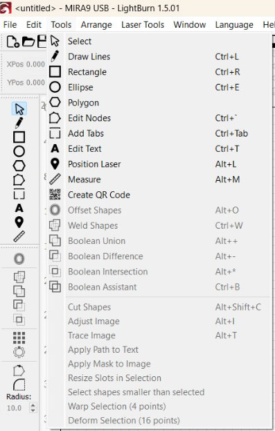 lightburn interface