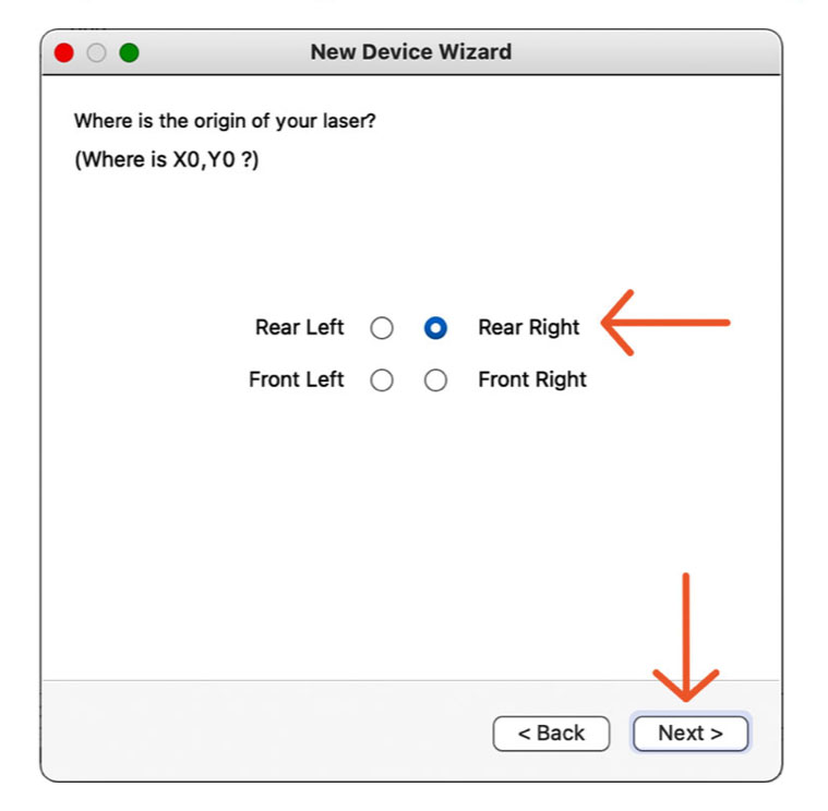 Origin set to Right Rear