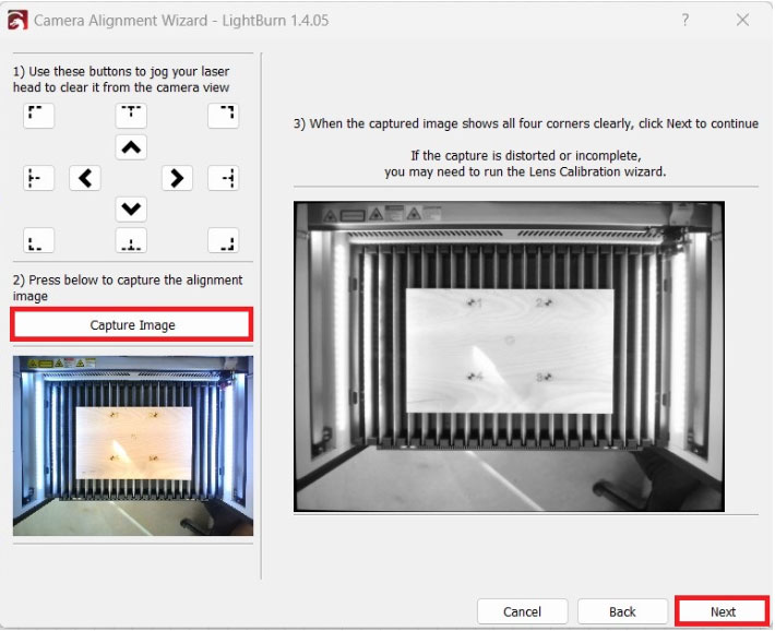 Camera Alignment Wizard, Capture Image