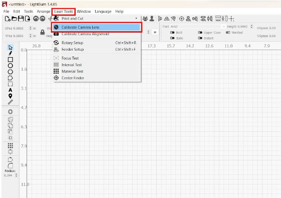 Select Calibrate Camera Lens