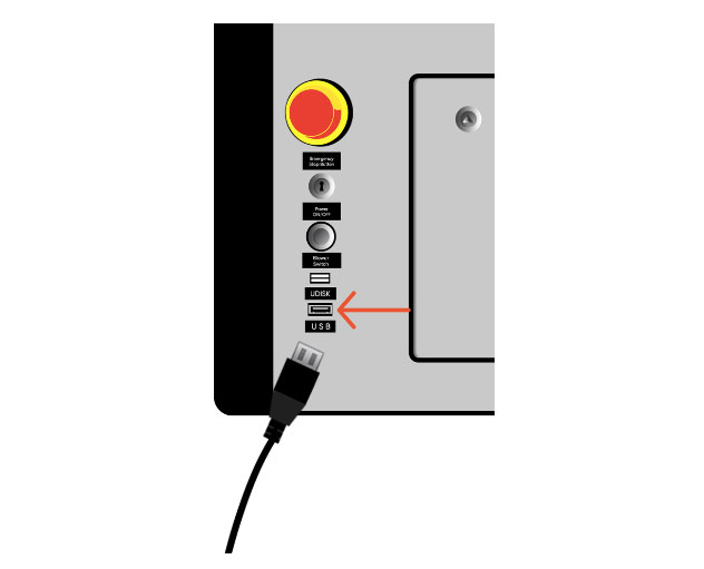 USB cable into machine
