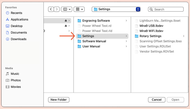 Setting folder