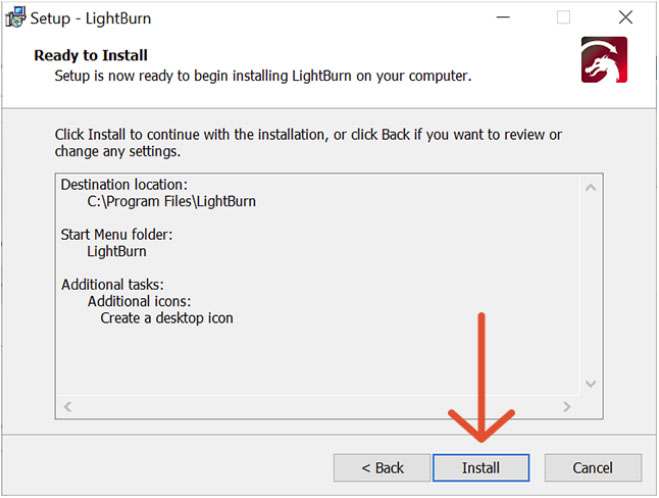 LightBurn Setup window