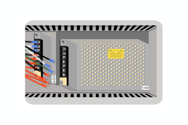 Power supply, mounted