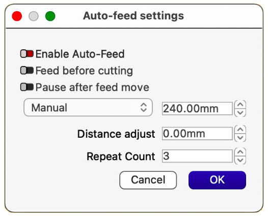 Auto Feed Settings