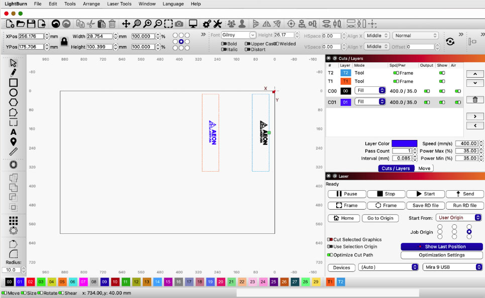 Artwork on one toolpath