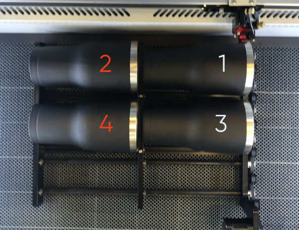 Four tumblers loaded on Multi-Roller
