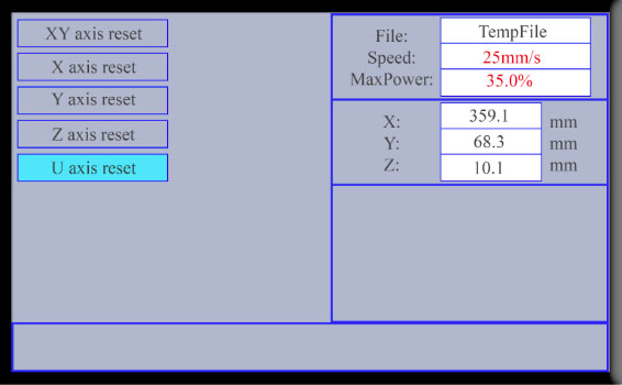 U AXIS RESET is highlighted