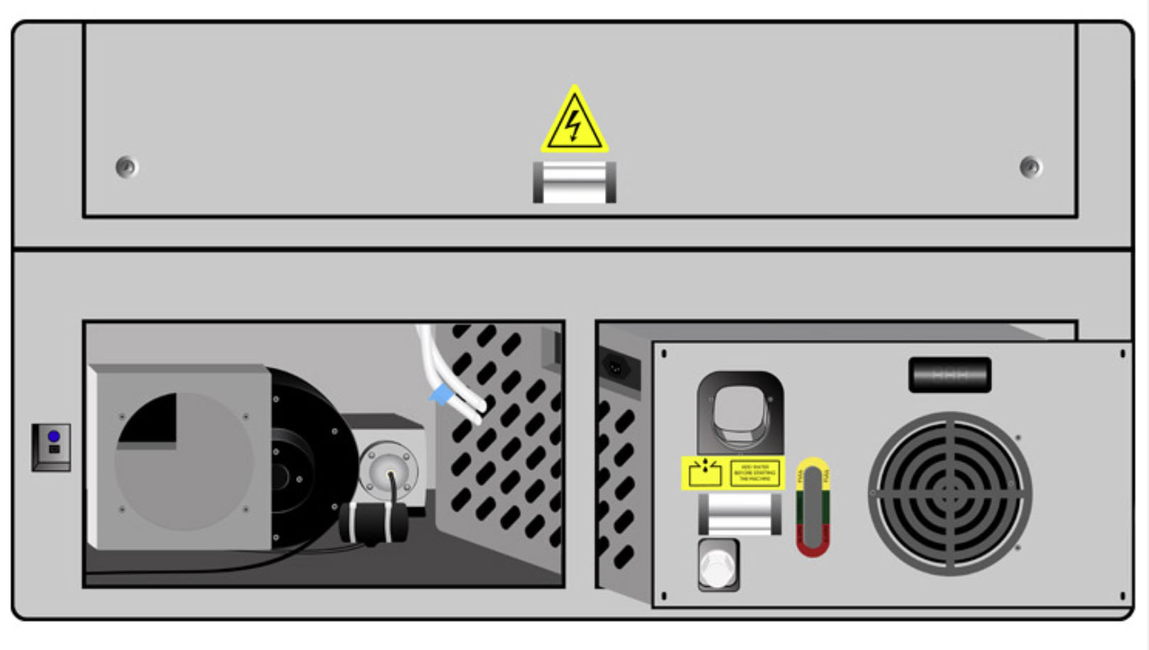 Chiller sliding out from the machine