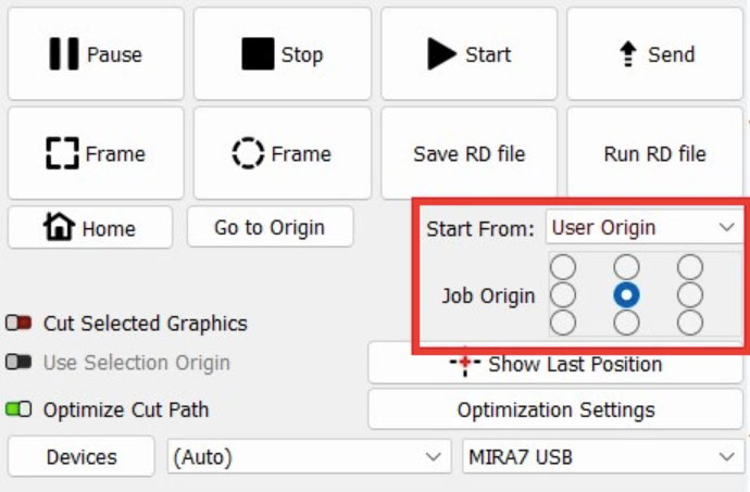 LightBurn - Job Origin