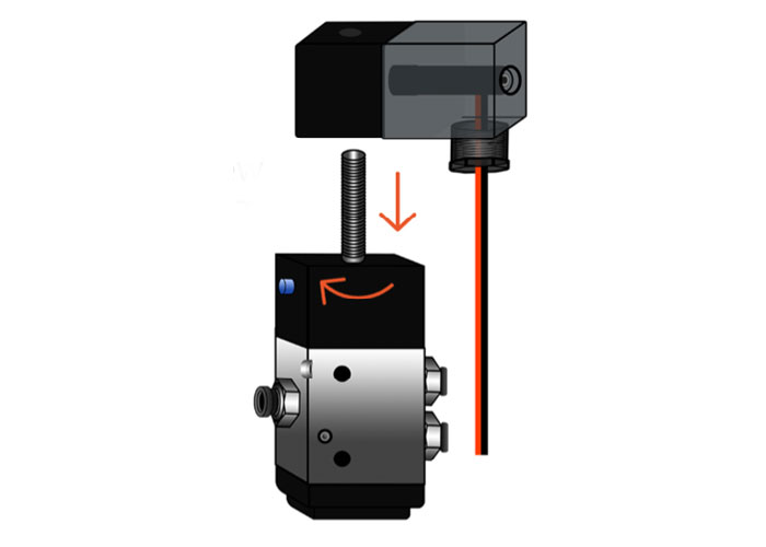 electrical portion from the old solenoid, new solenoid valve body